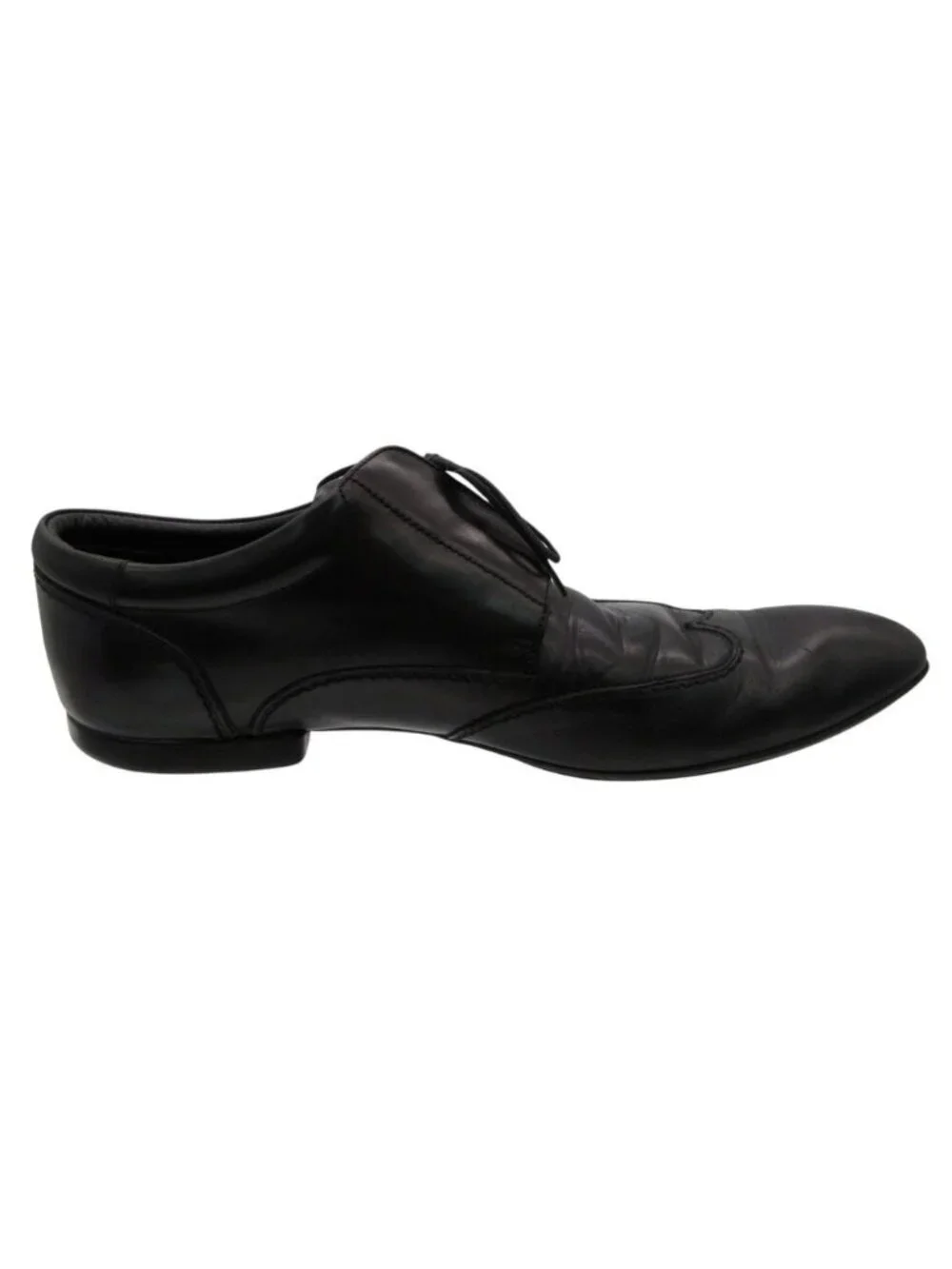 Louis Vuitton Dress Shoes Logo Plate Outer Wing Wingtip Business Leather Black
